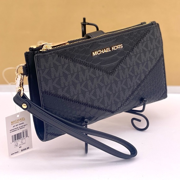 Michael Kors DoubleZip Wallet Wristlet Phone Case Black Multi - Picture 5 of 13